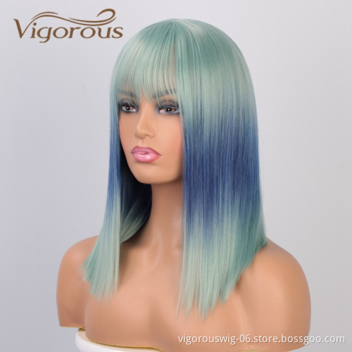 Wholesale With Bang Good Quality Cheap Cosplay Heat Resistant Long Sensationnel Straight Premium Ombre Synthetic Wig